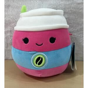 Squishmallow Kellytoy Plush 7-8” Limra the Latte Coffee NWT Cup First To Market